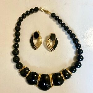Napier Black and Gold Necklace Set